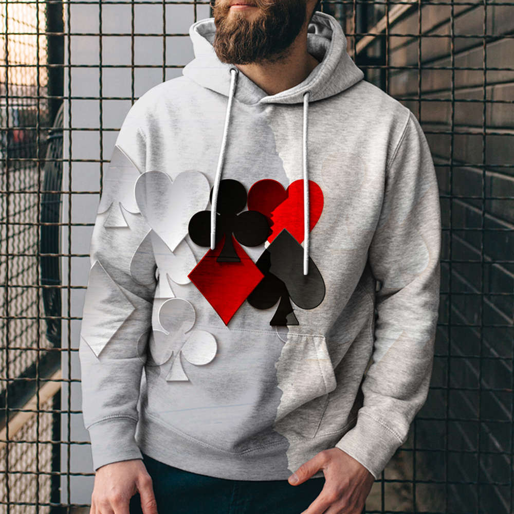 Poker Digital Printed Sweater Street Fashion Loose Sports Hoodie