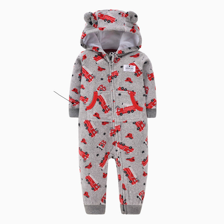 Single layer polar fleece romper zipper shirt