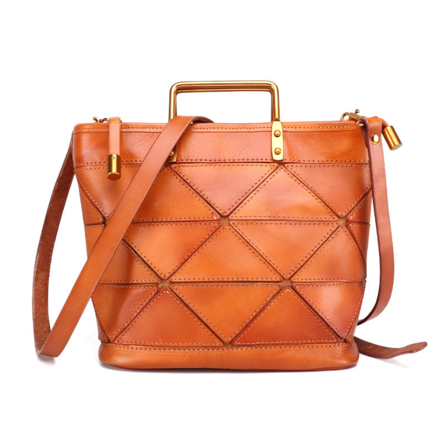 Retro top layer leather crossbody bag