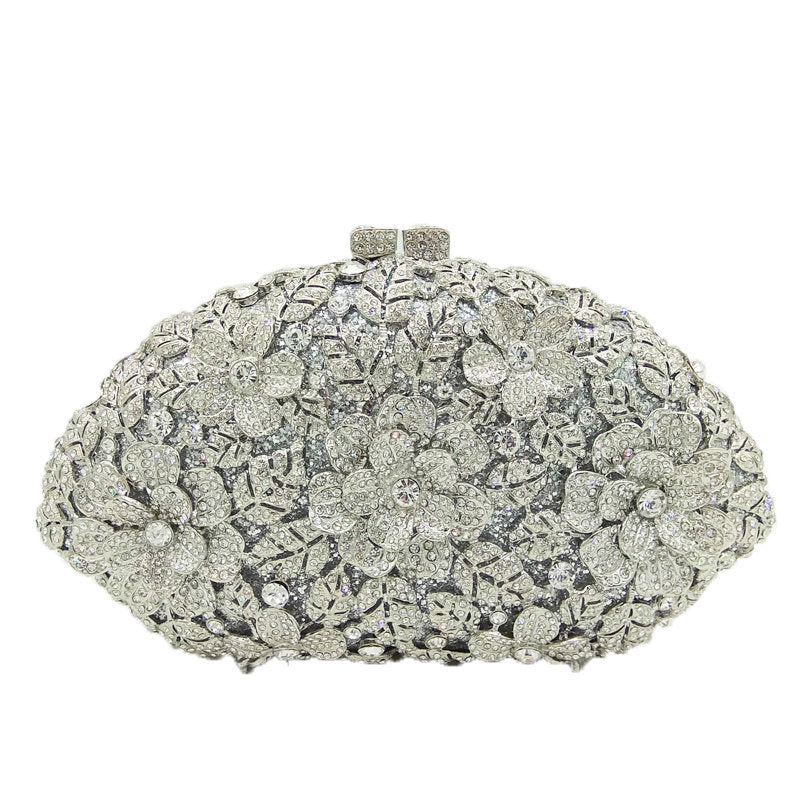Shell-shaped flower gemstone bag evening bag rhinestone clutch