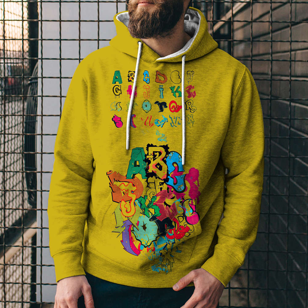 3D Digital Loose Print Hooded Sweatshirt