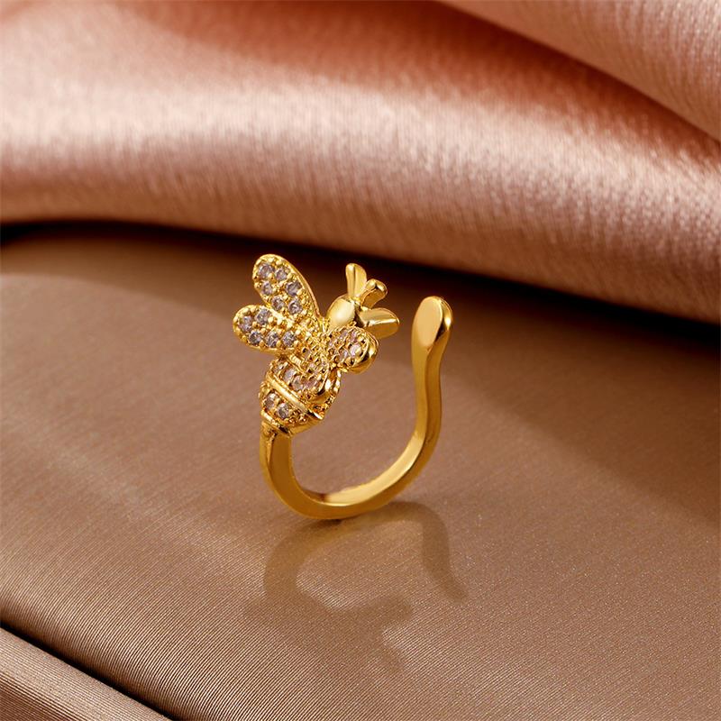 Simple And Cute Little Bee Ear Clip Personality Diamond Small Insect Ear Clip Single