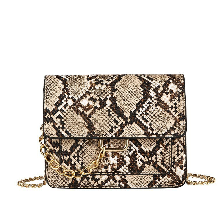 Leopard print chain shoulder bag