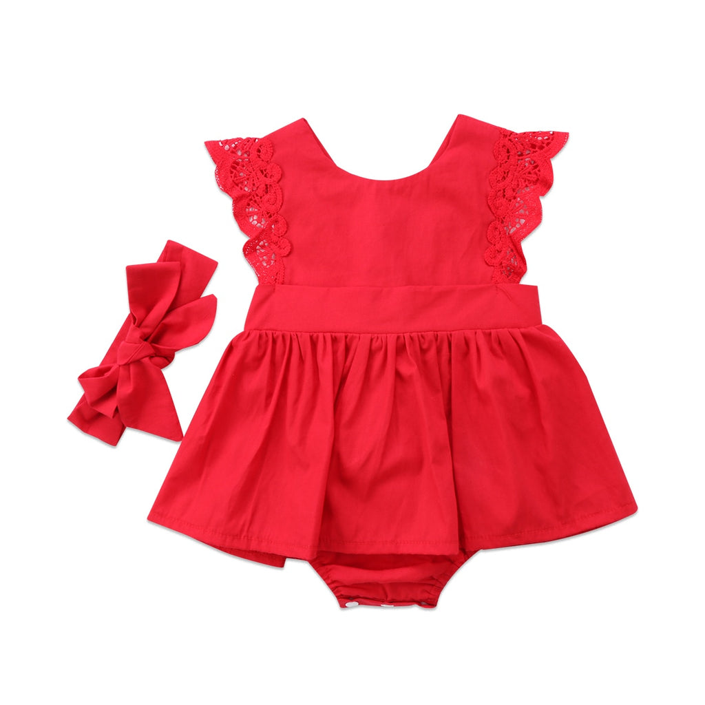 Kids Toddler Baby Girl Lace Ruffles Princess Romper Tutu Jumpsuit Baby Clothing