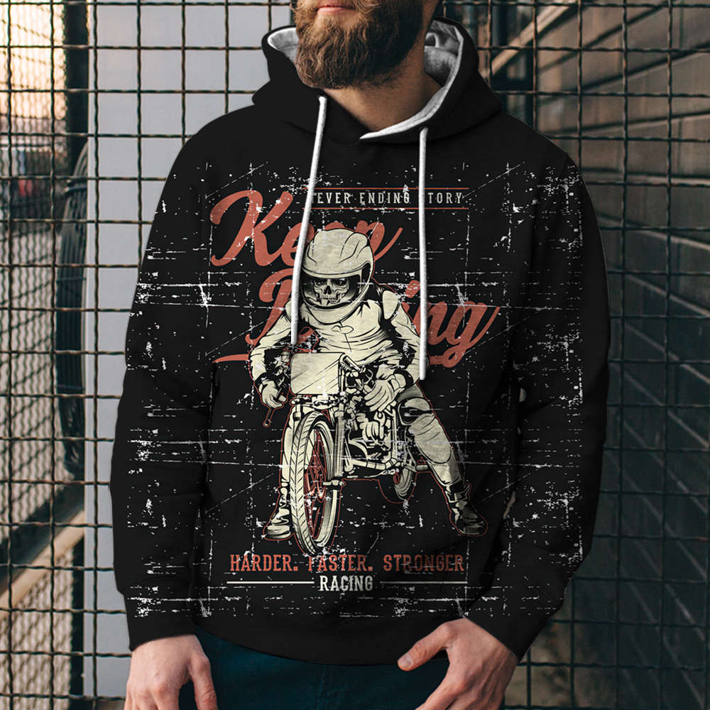 3D Digital Loose Print Hooded Sweatshirt