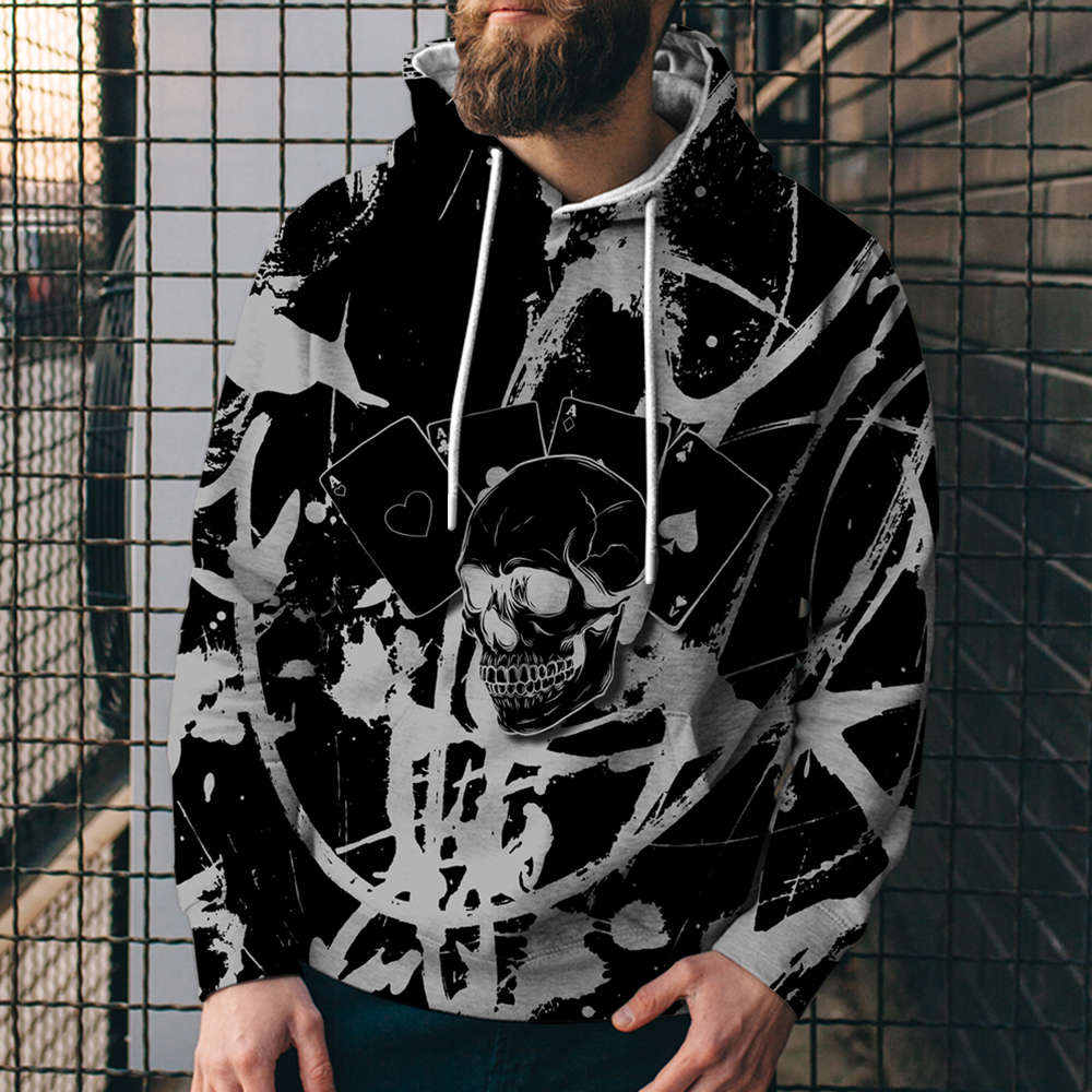 3D Digital Printing Loose Hooded Sweatshirt