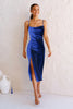 Sling Long Skirt Shiny Stretch Satin Slit Long Party Dress