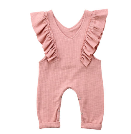 Kids Baby Girl Ruffle Clothing Knitted Romper Jumpsuit Short Sleeve Casual Kid Overalls Pants Outfit Girls 1-6T