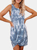 Women's Tie-Dye Print Swimsuit Beach Cover Ups Sleeveless Casual T Shirt Sundress Tank Dress