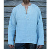 Solid Color Lace-up Loose V-neck Long-sleeved T-shirt Men