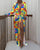 Women's Long Sleeved Print Dress With Slits