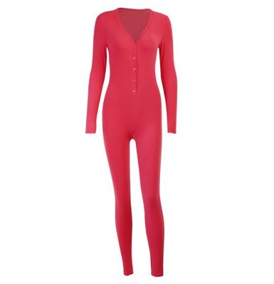 Sexy V-neck Buttoned Long-sleeved Embroidery Jumpsuit