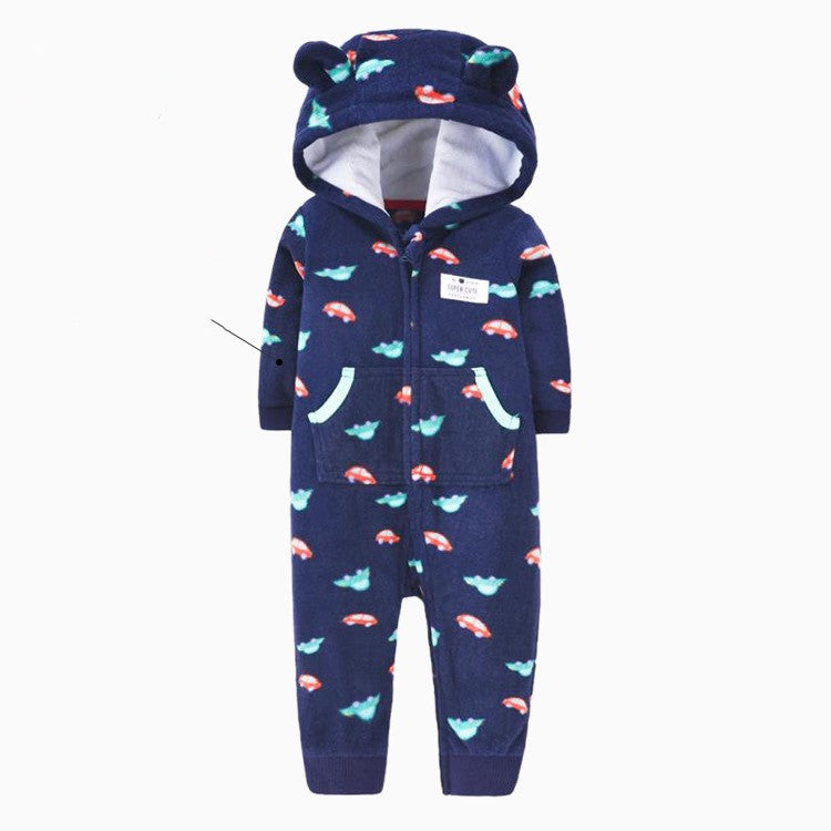 Single layer polar fleece romper zipper shirt
