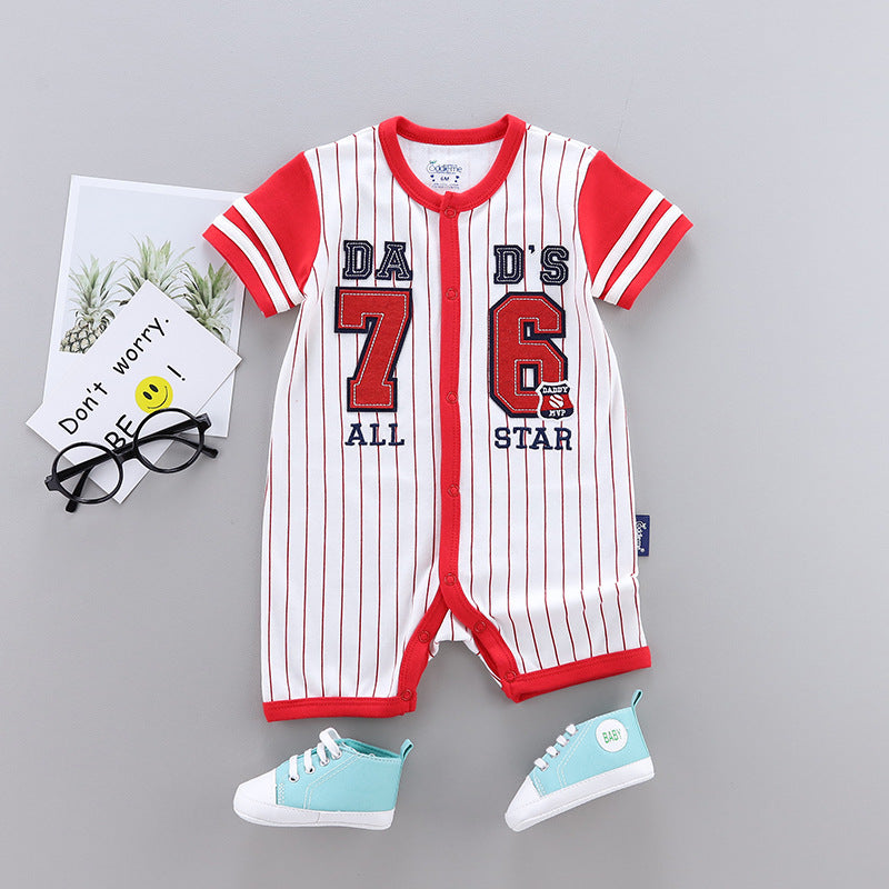 Summer Clothes Thin Combed Cotton Newborn One-piece Baby Short-sleeved Boxer Romper