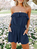 Off Shoulder One-shoulder Lotus Leaf Flat Solid Color Multicolor Jumpsuit Women
