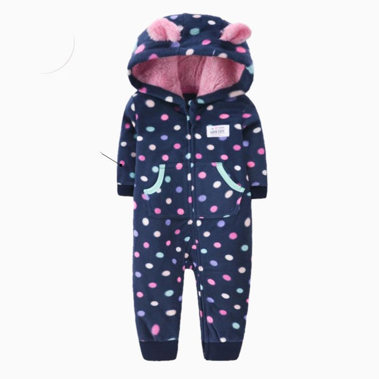Single layer polar fleece romper zipper shirt