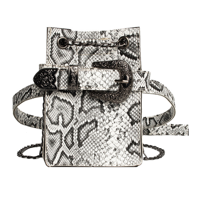 Fashion Snakeskin Casual One-Shoulder Chain Bag