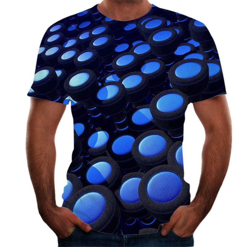 Abstract Twisted Swirl 3D Digital Printing Round Neck Short Sleeve T-Shirt