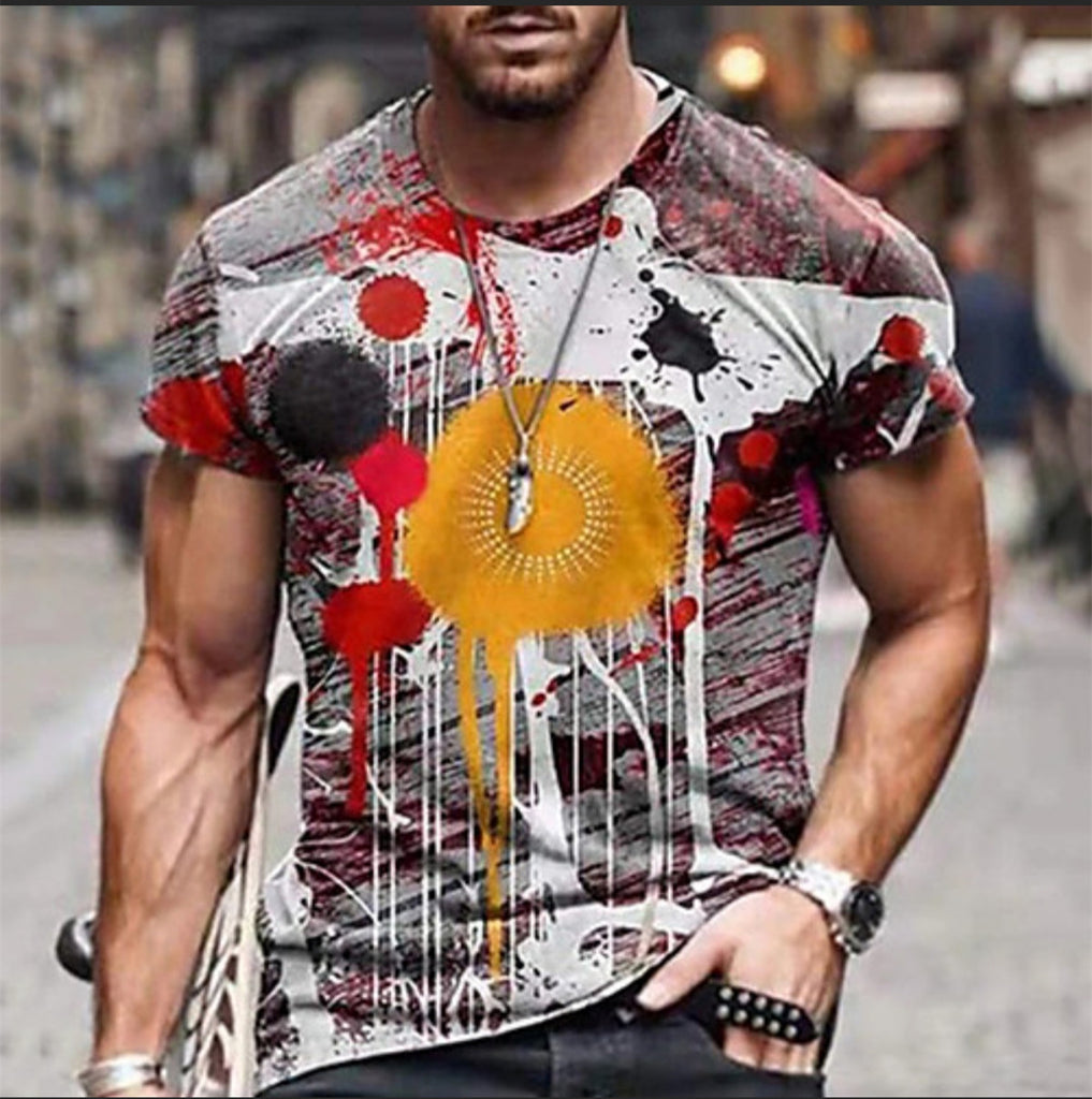 3D Digital Round Neck Short Sleeve T-Shirt