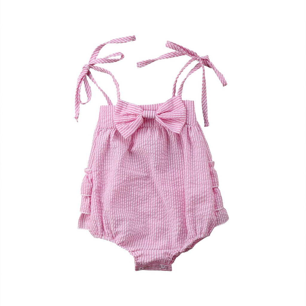 Newborn Toddler Infant Baby Girl Rompers Off Shoulder Bow Jumpsuit Outfit Sunsuit Clothes Baby Clothes
