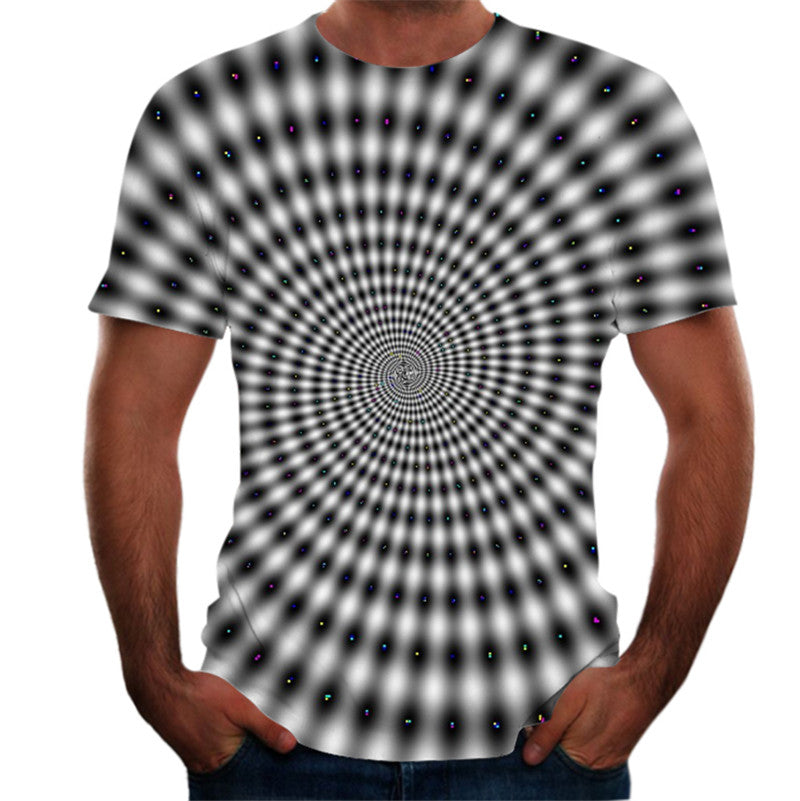 Digital print round neck short sleeve T-shirt