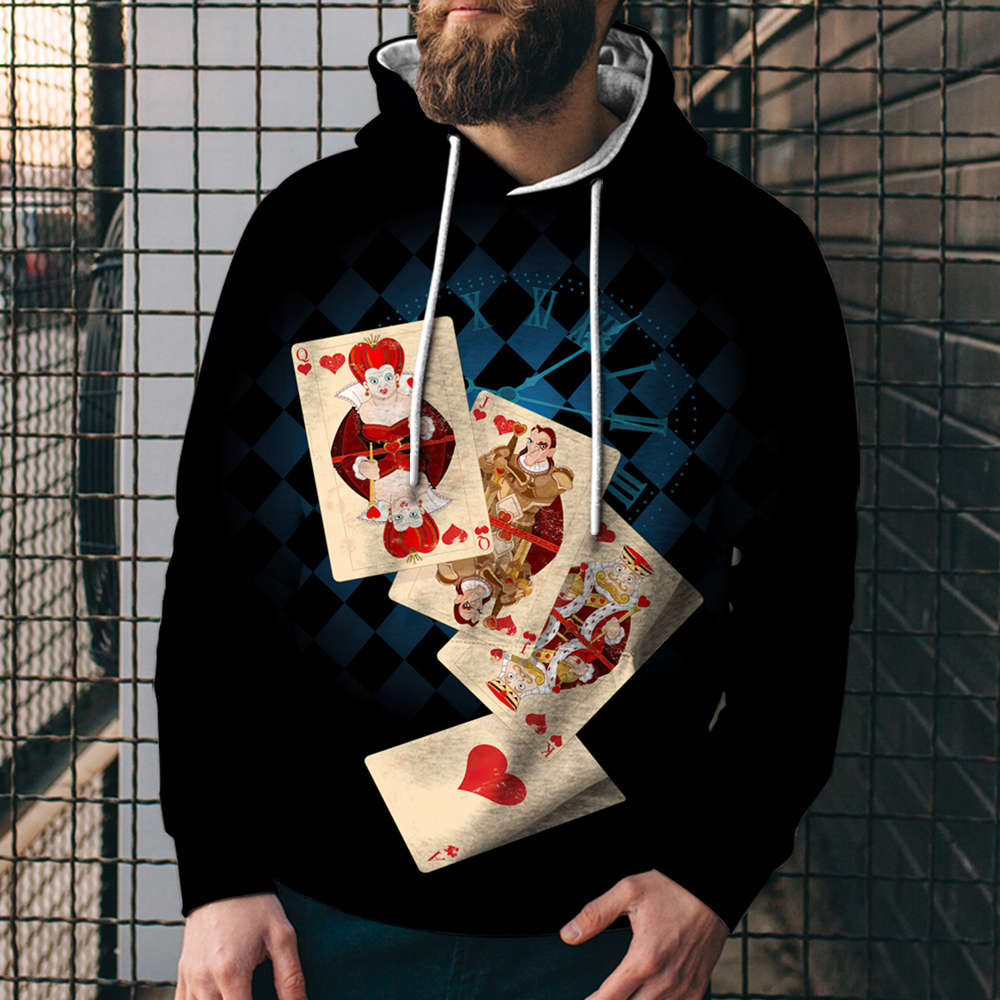 3D Digital Printing Loose Hooded Sweatshirt