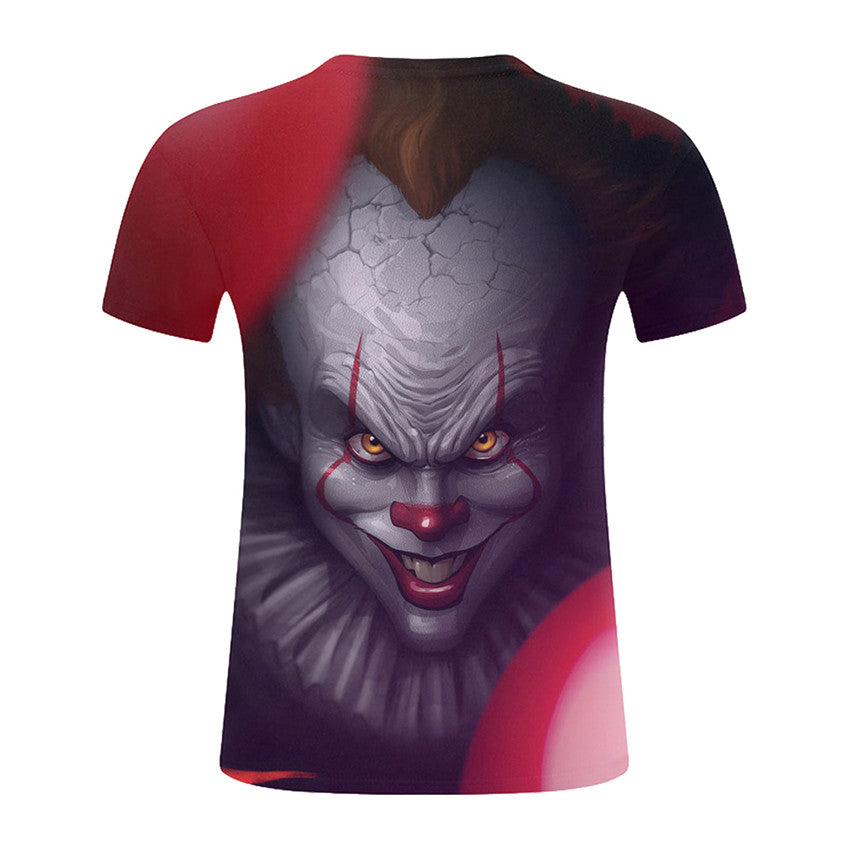 European And American Style Clown 3D Digital Printing Round Neck Short Sleeve T-Shirt