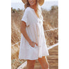 Pullover White Loose V Neck Dress