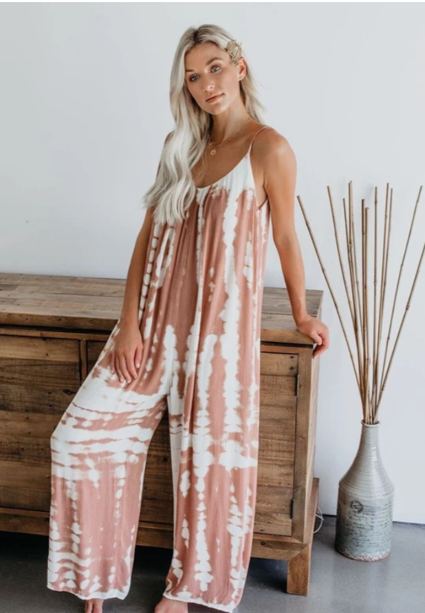 Strap-dot printed jumpsuit