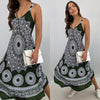 Summer Vintage Elegant Print V-neck Sleeveless Beach Party Long Dress