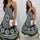 Summer Vintage Elegant Print V-neck Sleeveless Beach Party Long Dress