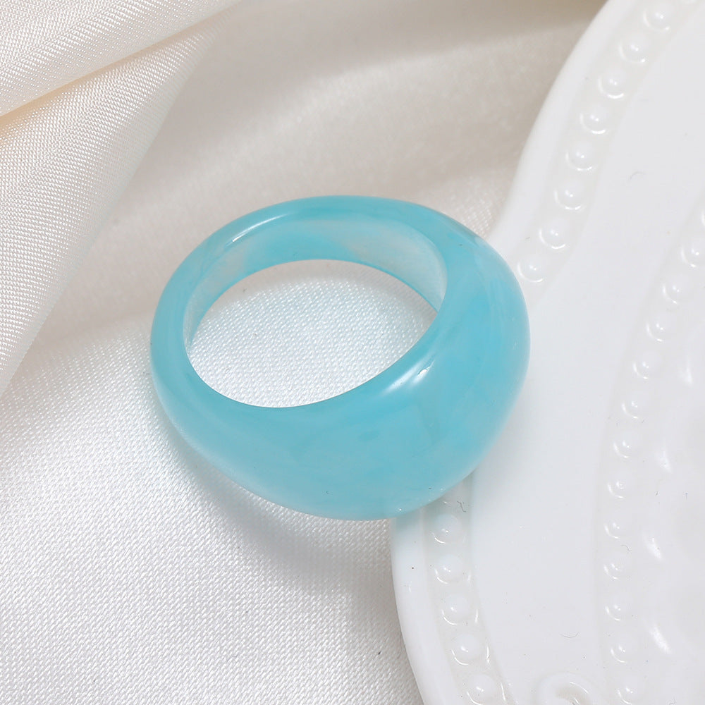 Retro Colored Resin Ring Single Set Summer Beauty Rings