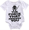 Funny Newborn Infant Clothes Force Awakens You Letter Print White Short Sleeves Tiny Cottons Baby Bodysuits Onesie 0-18M Baby