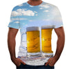 Personalized Design Beer 3D Digital Print Flower Men Short-Sleeved T-Shirt