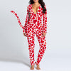 Women's V-neck Digital Printing Long-sleeved Button Tail Bodysuit