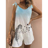 New Printed Cotton And Linen Slub Loose Style Jumpsuit