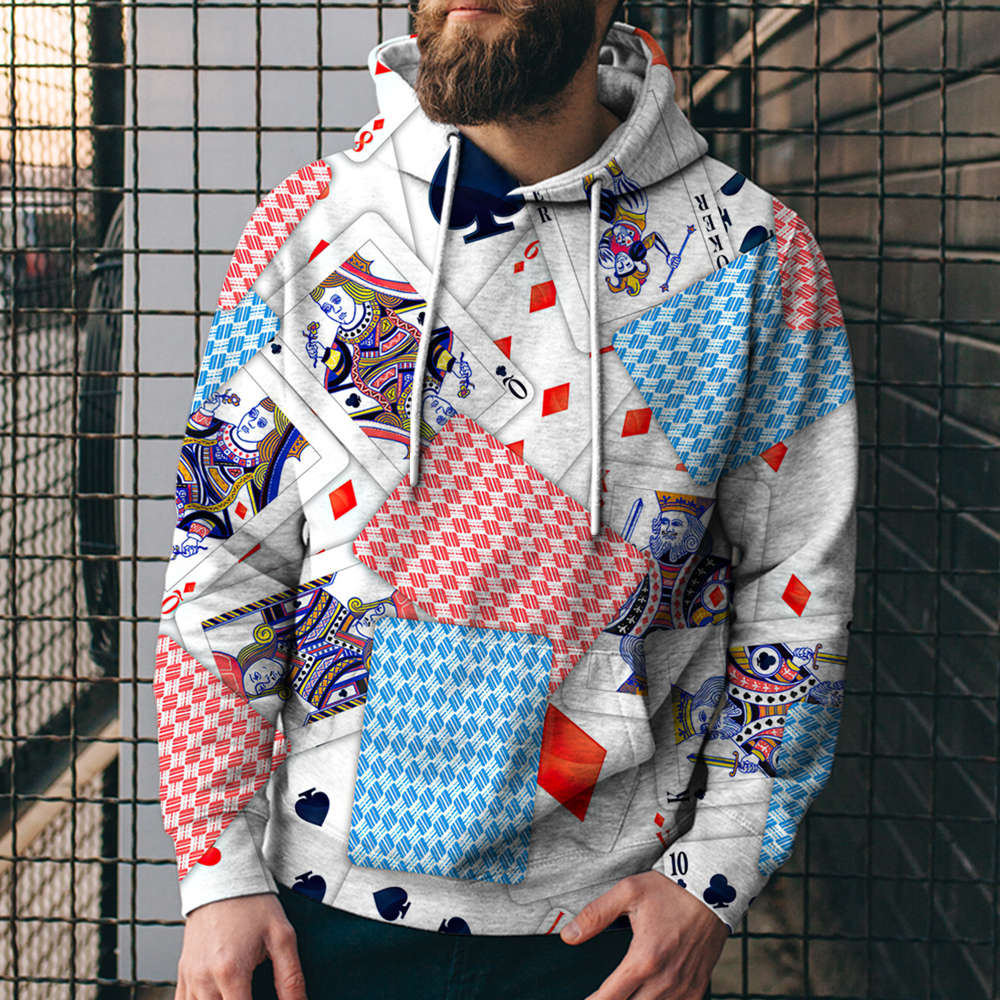 Poker Digital Printed Sweater Street Fashion Loose Sports Hoodie