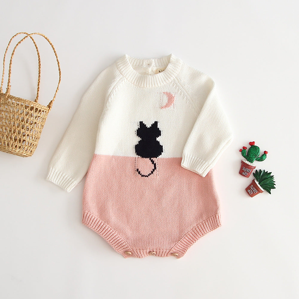 Knitted one-piece cotton romper