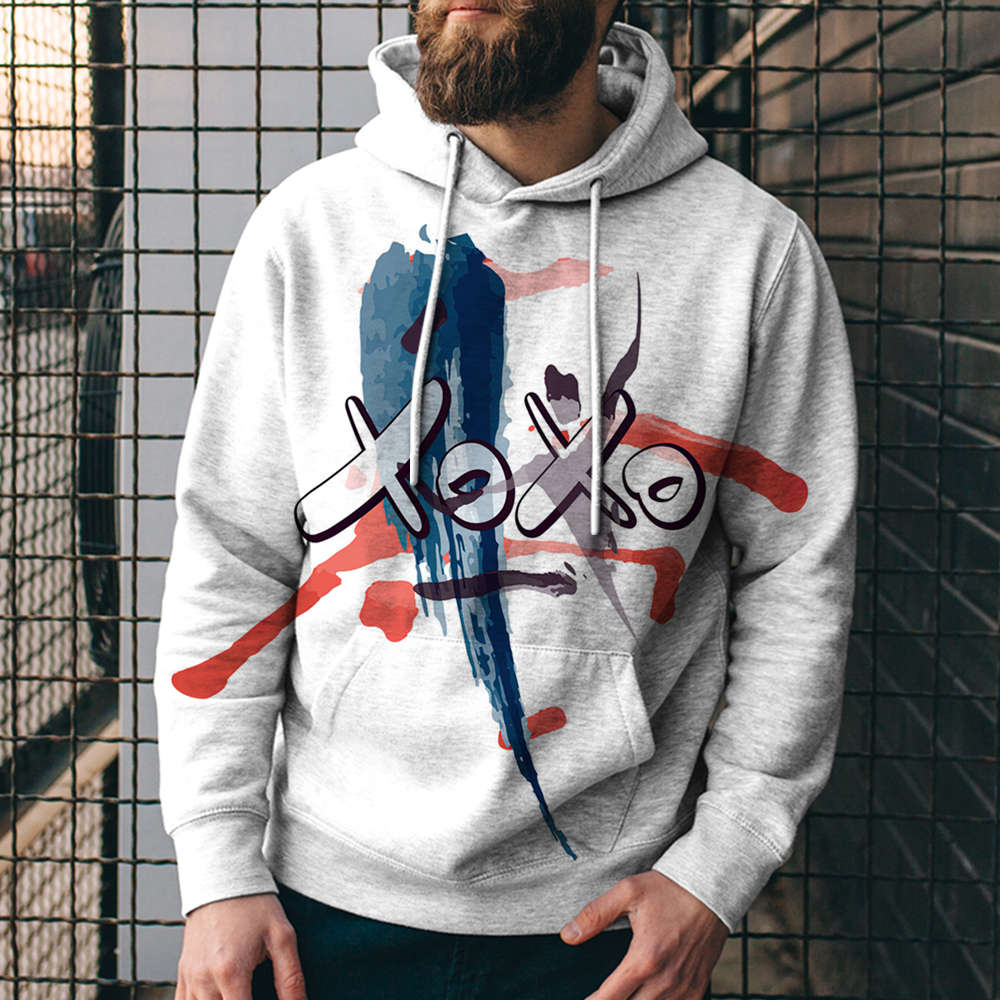 3D Digital Loose Print Hooded Sweatshirt