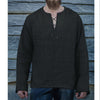 Solid Color Lace-up Loose V-neck Long-sleeved T-shirt Men