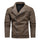 Men PU Leather Jacket with Oblique Zipper and Large Lapel Collar