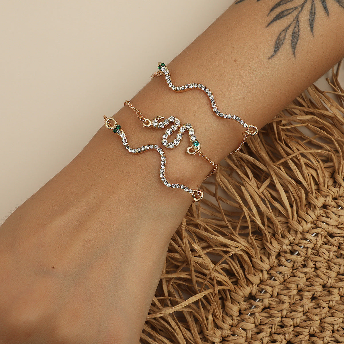 Vintage Stacked Snake-Shaped Chain Bracelet Jewelry