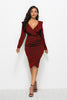 Sexy V-neck Ruffled Long-sleeve Hip Dress Women Girl Fashion