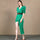 Green Ruffle Short Sleeve Dress Trendy Party Style