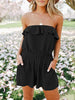 Off Shoulder One-shoulder Lotus Leaf Flat Solid Color Multicolor Jumpsuit Women