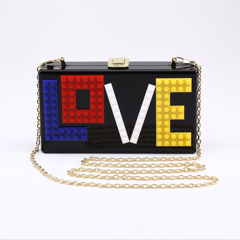 Letter Stitching One-shoulder Messenger Acrylic Bag