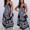 Summer Vintage Elegant Print V-neck Sleeveless Beach Party Long Dress