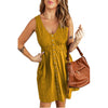Fashion Solid Color Waist Sleeveless Short Dress