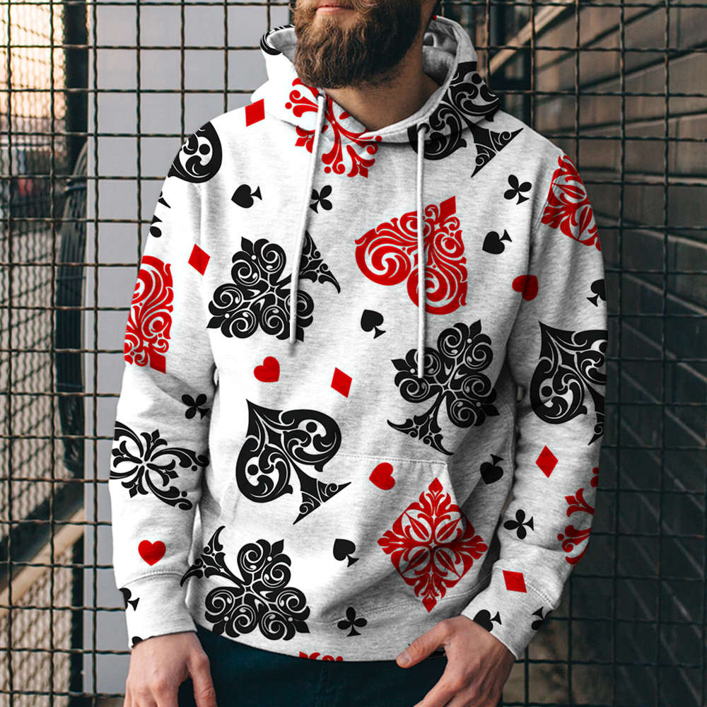 Poker Digital Printed Sweater Street Fashion Loose Sports Hoodie