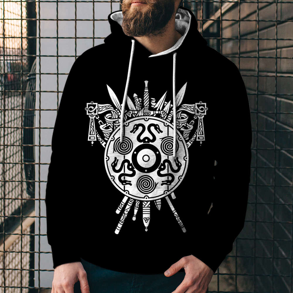 3D Digital Printing Loose Hooded Sweatshirt